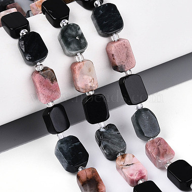 Natural Rhodonite & Eagle Eye & Obsidian Beads Strands(G-N358-02A-03)-1