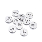 Tarnish Resistant 304 Stainless Steel Links connectors, Laser Cut, Flat Round with Crown, Stainless Steel Color, 11.5x1mm, Hole: 1.2mm(STAS-F240-51P)