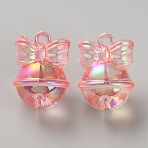 UV Plating Acrylic Pendant, Bell, Light Coral, 24x17.5mm, Hole: 2.5mm(FIND-TAC0028-19)