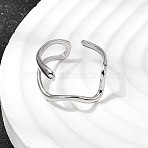304 Stainless Steel Open Cuff Rings for Women, Nuggets, Stainless Steel Color, 10.5mm,18mm(RJEW-K313-13P)
