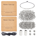 DIY Morse Code ABS Plastic Beads Bracelets Making Kits, Platinum, 6x3mm, Hole: 1.6mm, 1000pcs(DIY-DC0003-49A)