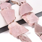 Natural Pink Opal Slice Beads Strands, Nuggets, 21~42x17~37x4~7mm, Hole: 0.5~1.4mm, about 12~13pcs/strand, 14.57~15.75 inch(37~40cm)(G-Q616-04B)