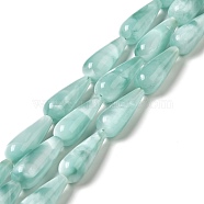 Natural Glass Beads Strands, Grade A, Teardrop, Aqua Blue, 20~21.5x8mm, Hole: 1mm, about 20pcs/strand, 15.5~15.7''(39.37~39.88cm)(G-I247-29C)