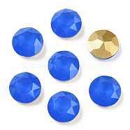 Pointed Back Glass Rhinestone Cabochons, Back Plated, Faceted, Flat Round, Blue, 10x4.5~5mm.(RGLA-T029-10mm-26)