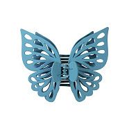 Large Frosted Butterfly Hair Claw Clip, Plastic Hollow Butterfly Ponytail Hair Clip for Women, Sky Blue, 120x130mm(OHAR-PW0003-006C)