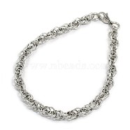 Fashionable 304 Stainless Steel Rope Chain Bracelets, with Lobster Claw Clasps, Stainless Steel Color, 8-1/8 inch(205mm), 6mm(STAS-A028-B035P)