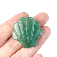Natural Green Aventurine Carved Healing Shell Shape Figurines, Reiki Energy Stone Display Decorations, 30x30mm(PW-WG72799-03)