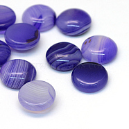 Dyed Natural Striped Agate/Banded Agate Cabochons, Half Round/Dome, Mauve, 14x5~6mm(X-G-R348-14mm-03)