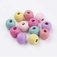Natural Wood Beads, Dyed, Round, Mixed Color, 10~11x9mm, Hole: 3mm(X-WOOD-Q030-41)