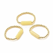 Natural Lemon Jade Column Beaded Finger Ring with Synthetic Hematite, Gemstone Jewelry for Women, Golden, Inner Diameter: 16~19mm(RJEW-JR00460-03)