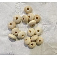 Unfinished Wood Rondelle Beads, Large Hole Beads, Undyed, Bisque, 14~14.5x7.5mm, Hole: 4mm(WOOD-WH0029-53A)