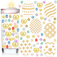 Easter Theme Vase Fillers for Centerpiece Floating Candles, including Egg Shape Acrylic Mirror Cake Toppers & Polymer Clay Cabochons, Plastic Imitation Pearl & Glass Beads, Mixed Color, 212Pcs/bag(DIY-BC0009-41)