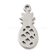 201 Stainless Steel Pendants, Pineapple Charms, Stainless Steel Color, 16x7x1mm, Hole: 1.2mm(STAS-A066-13P)