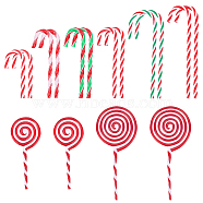 28Pcs 8 Style Plastic Pendant Decorations, for Christmas Tree Hanging Ornament, Candy Cane & Lollipop, Mixed Patterns, 160x25mm, Hole: 1.8mm(KY-NB0001-64)