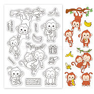 PVC Plastic Stamps, for DIY Scrapbooking, Photo Album Decorative, Cards Making, Stamp Sheets, Monkey Pattern, 16x11x0.3cm(DIY-WH0167-56-627)