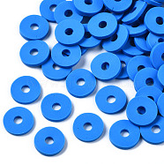 Handmade Polymer Clay Beads, Disc/Flat Round, Heishi Beads, Blue, 8x0.5~1mm, Hole: 2mm, about 13000pcs/1000g(CLAY-R067-8.0mm-B33)