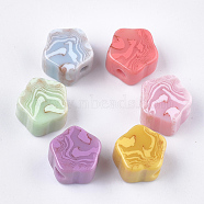 Resin Beads, Imitation Gemstone, Star, Mixed Color, 14x14.5x10mm, Hole: 3mm(RESI-S377-29)