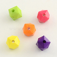 Opaque Acrylic Beads, Faceted Cube/Polygon, Mixed Color, 7.5x8x8mm, Hole: 2mm, about 1800pcs/500g(SACR-Q099-84B)