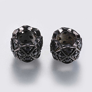 Brass Micro Pave Cubic Zirconia Beads, Column, Black, Gunmetal, 8x6mm, Hole: 4.5mm(ZIRC-G132-13B)
