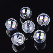 Round Handmade Blown Glass Globe Ball Bottles, for Glass Vial Pendants Making, Clear AB, 25x24.5mm, Half Hole: 5mm(X-BLOW-R002-25mm-AB)