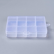 Plastic Bead Storage Containers, Stationary 12 Compartments, Rectangle, Clear, 13x10x2.2cm, Hole: 0.5cm(X-CON-R008-03)
