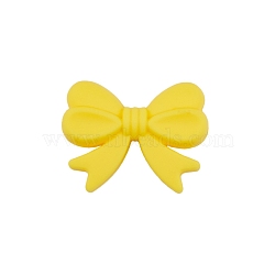 Bowknot Food Grade Silicone Beads, Chewing Beads For Teethers, DIY Nursing Necklaces Making, Gold, 16x26mm(PW-WG39907-03)