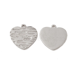 Non-Tarnish 201 Stainless Steel Charms, Textured, Heart Charm, Stainless Steel Color, 12x12x0.5mm, Hole: 1mm(STAS-J401-VC729)