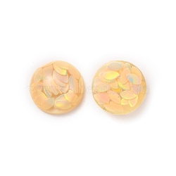 Transparent Resin Cabochons, with Sequin, Half Round, Wheat, 12x5mm(RESI-WH0027-11C)