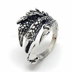 Adjustable Alloy Cuff Finger Rings, Eagle Claw, Size 8, Antique Silver, 18mm(X-RJEW-S038-017)