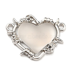 Alloy Connector Rhinestone Settings, with Translucent Resin, Heart Links, Platinum, Fit for 1mm Rhinestone, 19x24x6.5mm, Hole: 1.6mm(PALLOY-A005-04P)