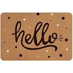 Linen and Rubber Ground Mat, Rectangle with Word Hello, Peru, Word, 40x60cm(AJEW-WH0142-002)