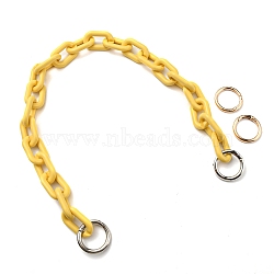 WADORN 1Pc Opaque Acrylic Cable Chain Bag Straps, and 2Pcs Zinc Alloy Spring Gate Rings, for Bag Handle Accessories, Yellow, 59~60cm(FIND-WR0008-77B)