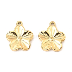 304 Stainless Steel Pendants, Flower Charm, Real 18K Gold Plated, 18.5x16x2mm, Hole: 1.6mm(STAS-A089-23G)