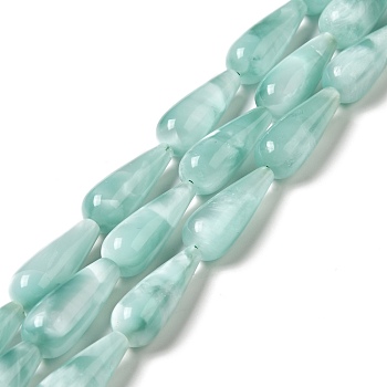 Natural Glass Beads Strands, Grade A, Teardrop, Aqua Blue, 20~21.5x8mm, Hole: 1mm, about 20pcs/strand, 15.5~15.7''(39.37~39.88cm)