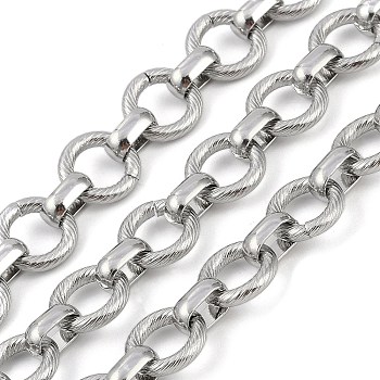 Non-Tarnish 304 Stainless Steel Link Chains, Unwelded, Stainless Steel Color, 13x2.5mm