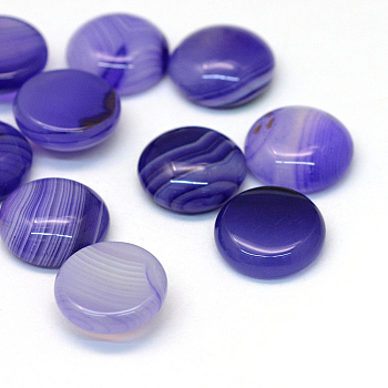 Dyed Natural Striped Agate/Banded Agate Cabochons, Half Round/Dome, Mauve, 14x5~6mm