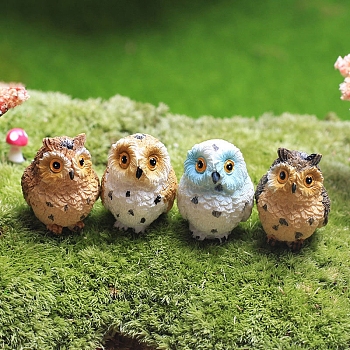 Cute Resin Owl Figurines, for Dollhouse, Home Display Decoration, Mixed Color, 31~33.5x25.5x22~28.5mm