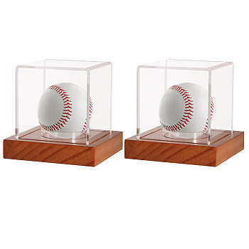 Square Actylic Baseball Display Box, Baseball Storage Case, Clear, 100x100x97mm