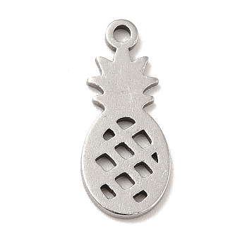 201 Stainless Steel Pendants, Pineapple Charms, Stainless Steel Color, 16x7x1mm, Hole: 1.2mm