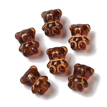 Transparent Lampwork Beads, Bear, Saddle Brown, 15x12x9mm, Hole: 1mm, about 57~62pcs/100g