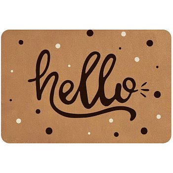 Linen and Rubber Ground Mat, Rectangle with Word Hello, Peru, Word, 40x60cm