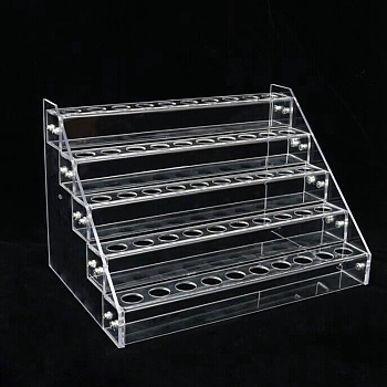 5-Tier 45-Hole Acrylic Lipstick Display Stands, Cosmetic Makeup Organizer Holder for Lipstick, Nail Polish, Eyeshadow, Essential Oils Storage, Clear, 29.3x19x22.4cm