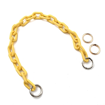WADORN 1Pc Opaque Acrylic Cable Chain Bag Straps, and 2Pcs Zinc Alloy Spring Gate Rings, for Bag Handle Accessories, Yellow, 59~60cm