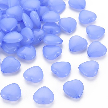 Transparent Acrylic Beads, Dyed, Heart, Medium Slate Blue, 13.5x14x6mm, Hole: 1.5mm, about 775pcs/500g