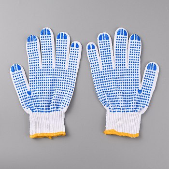 Non-Slip Cotton Gloves, Wear-resisting Safety Work Gloves, Blue & White, 225~235x135x3mm