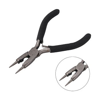 45# Carbon Steel Round Nose Pliers, Wire Cutter, Hand Tools, Polishing, Black, 12.5x7.7x0.9cm