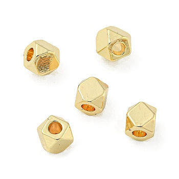 Rack Plating Brass Spacer Beads, Long-Lasting Plated, Cadmium Free & Lead Free, Polygon, Real 14K Gold Plated, 4x4mm, Hole: 1.9mm