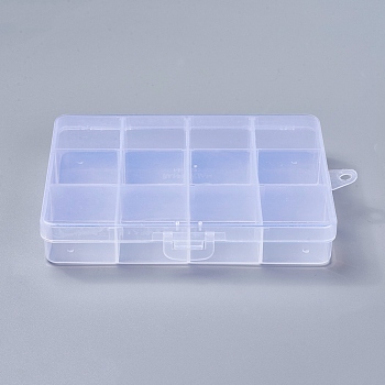 Plastic Bead Storage Containers, 12 Compartments, Rectangle, Clear, 130x100x22mm, Hole: 5mm