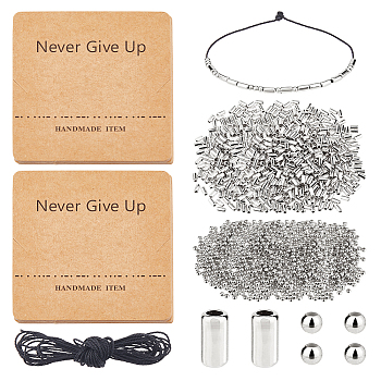 DIY Morse Code ABS Plastic Beads Bracelets Making Kits, Platinum, 6x3mm, Hole: 1.6mm, 1000pcs