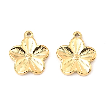 304 Stainless Steel Pendants, Flower Charm, Real 18K Gold Plated, 18.5x16x2mm, Hole: 1.6mm